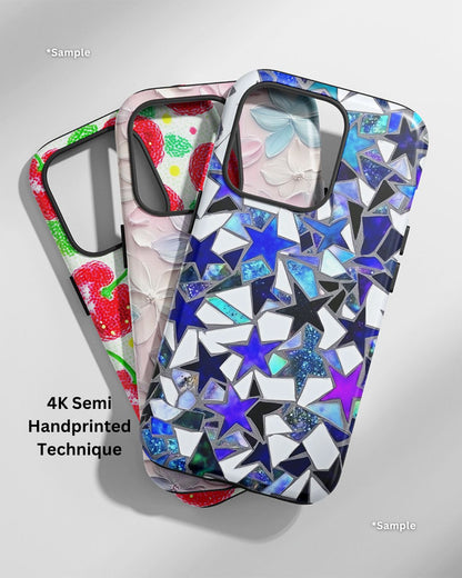 Double-Layer Semi-Handprinted Tough Matte Sakura iPhone Case (MagSafe-Compatible)