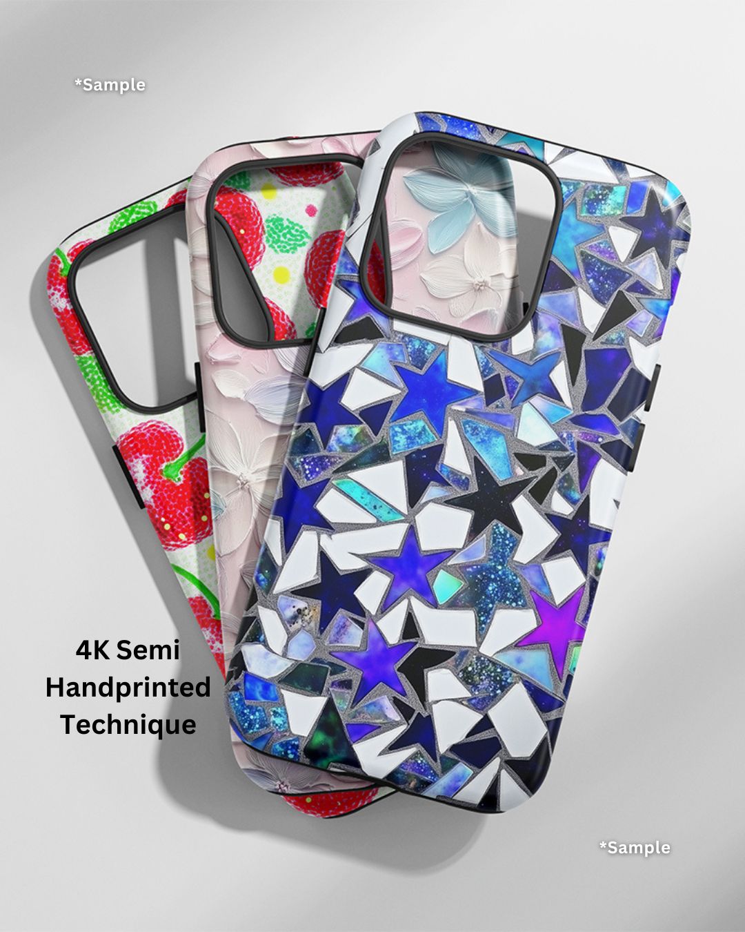 Double-Layer Semi-Handprinted Tough Matte Cherry iPhone Case (MagSafe-Compatible)