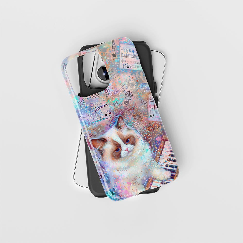 Double-Layer Semi-Handprinted Tough Matte Ragdoll Cat iPhone Case