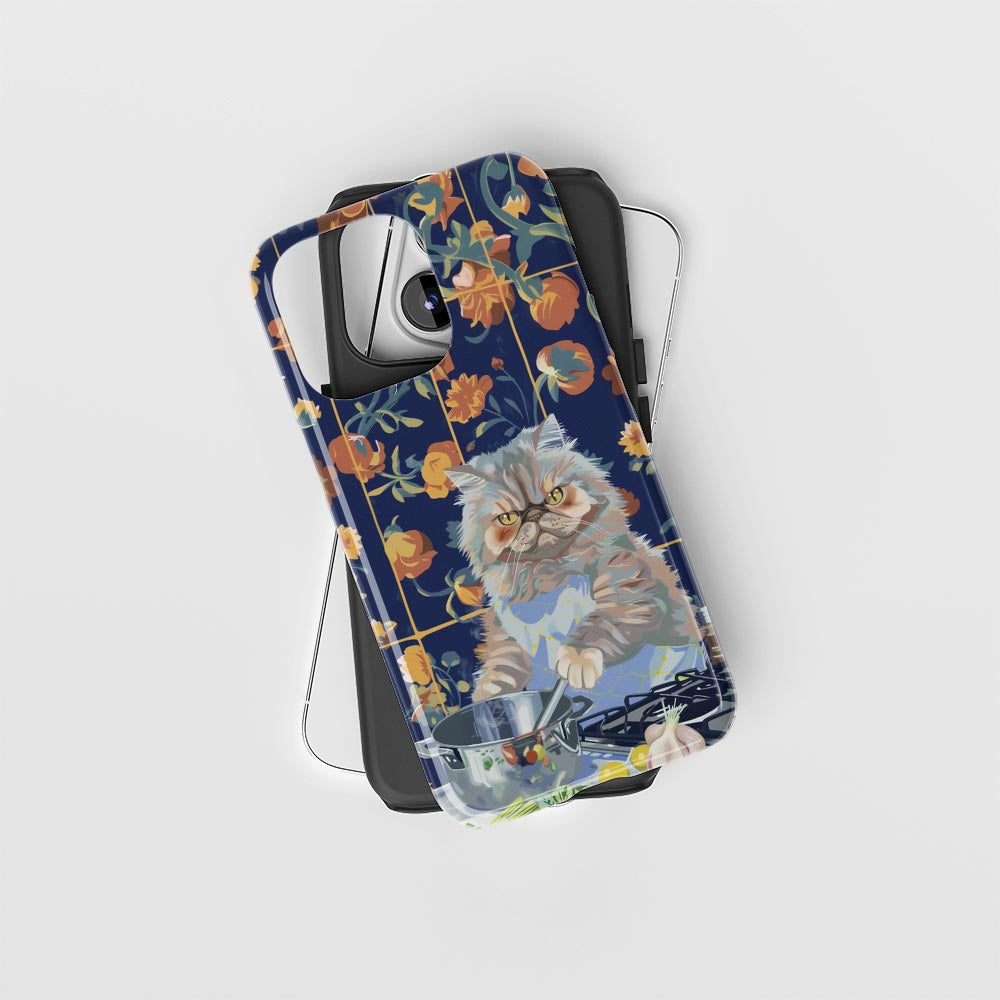 เคส iPhone ลายแมวเปอร์เซียเคลือบด้าน 2 ชั้น พิมพ์ลายด้วยมือ 