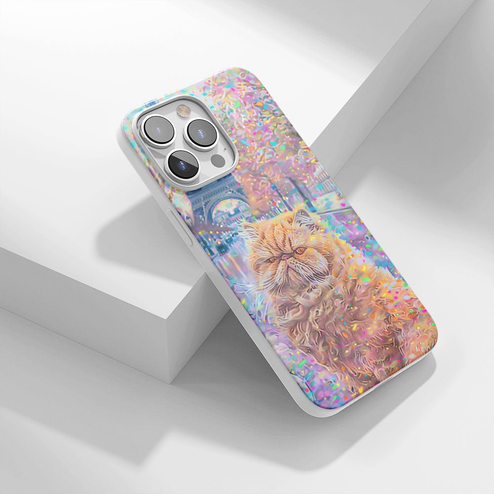 Latest 3rd-Generation Crystal Tough Glossy Persian Cat iPhone Case (MagSafe-Compatible)