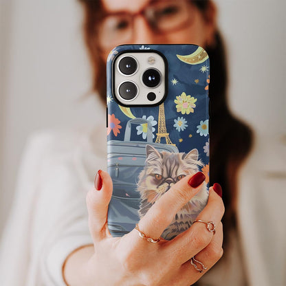 Double-Layer Semi-Handprinted Tough Matte Persian Cat iPhone Case
