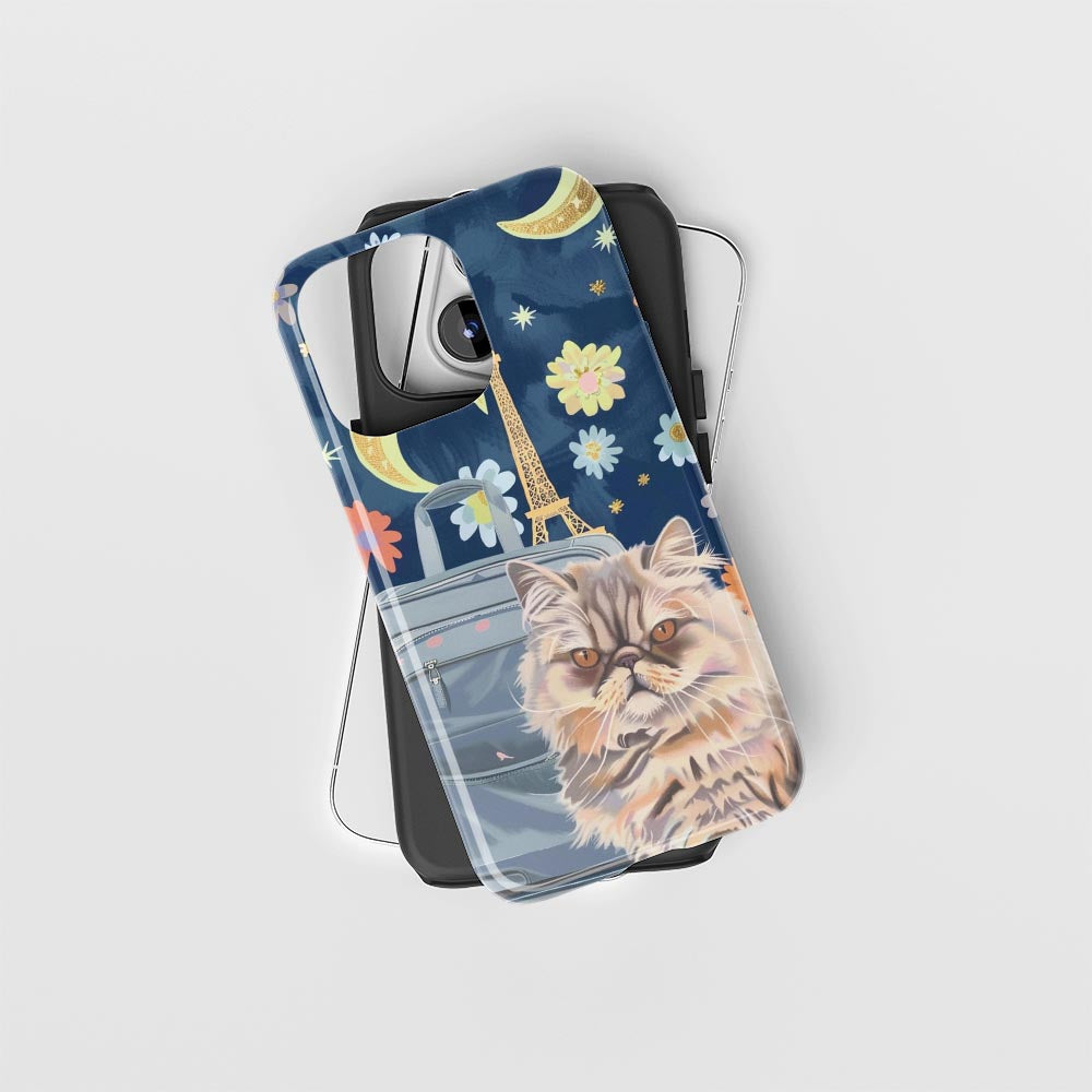 Double-Layer Semi-Handprinted Tough Matte Persian Cat iPhone Case
