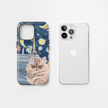 Double-Layer Semi-Handprinted Tough Matte Persian Cat iPhone Case