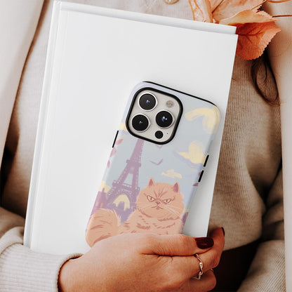 Double-Layer Semi-Handprinted Tough Matte Persian Cat iPhone Case
