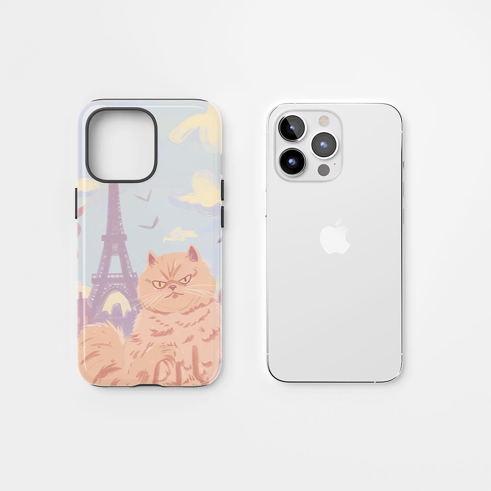 Double-Layer Semi-Handprinted Tough Matte Persian Cat iPhone Case