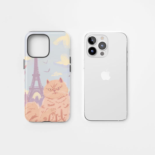 Double-Layer Semi-Handprinted Tough Matte Persian Cat iPhone Case