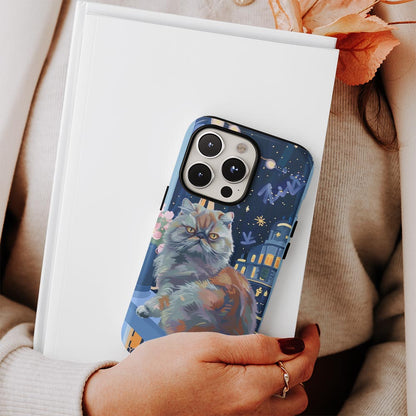 เคส iPhone ลายแมวเปอร์เซียเคลือบด้าน 2 ชั้น พิมพ์ลายด้วยมือ 
