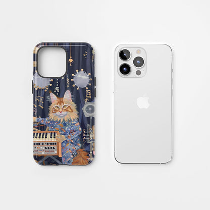เคส iPhone ลายแมวเมนคูนแบบด้านกึ่งพิมพ์มือสองชั้น 