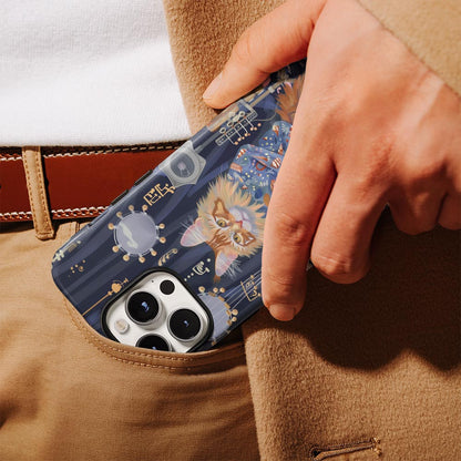 เคส iPhone ลายแมวเมนคูนแบบด้านกึ่งพิมพ์มือสองชั้น 