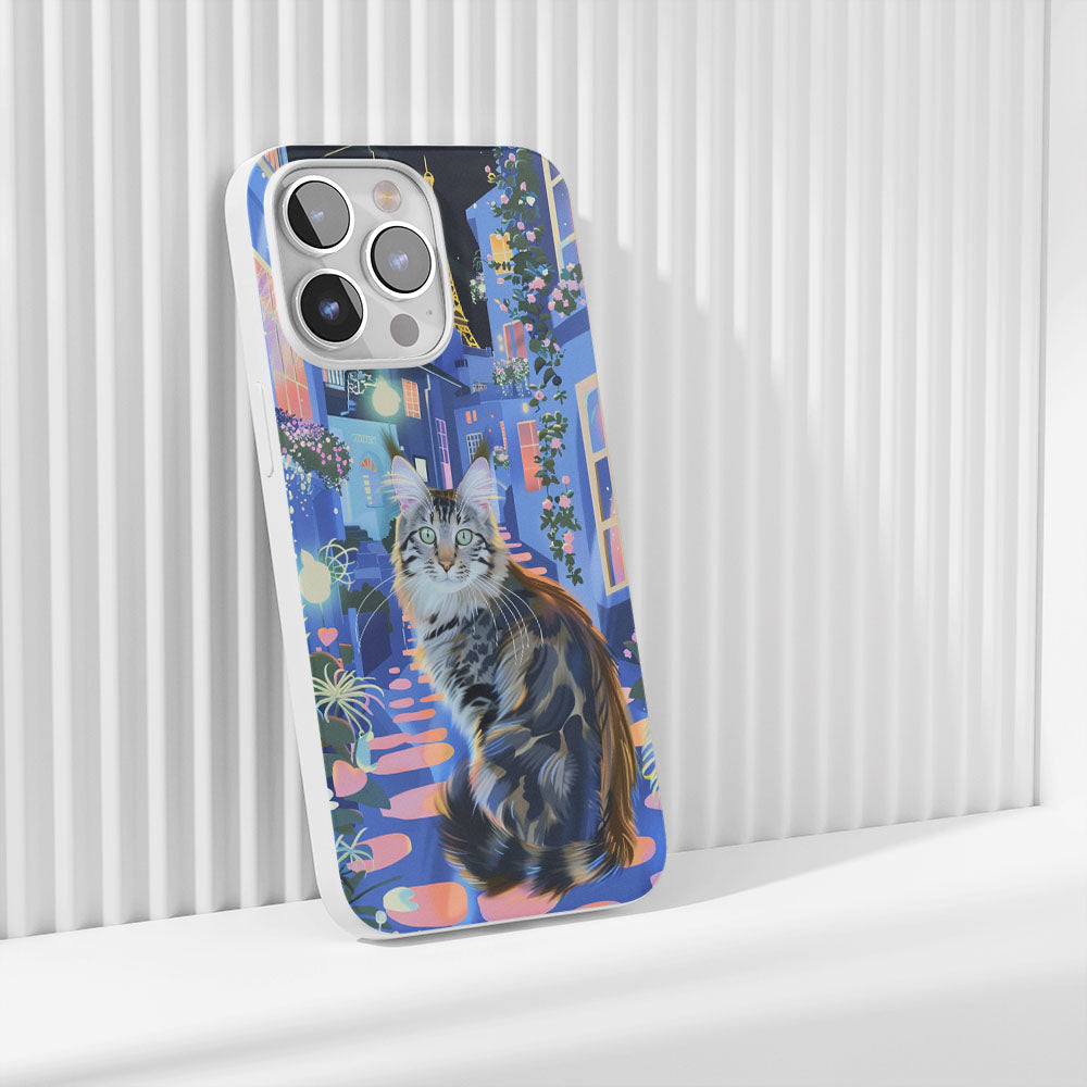 Latest 3rd-Generation Crystal Tough Glossy Maine Coon Cat iPhone Case (MagSafe-Compatible)