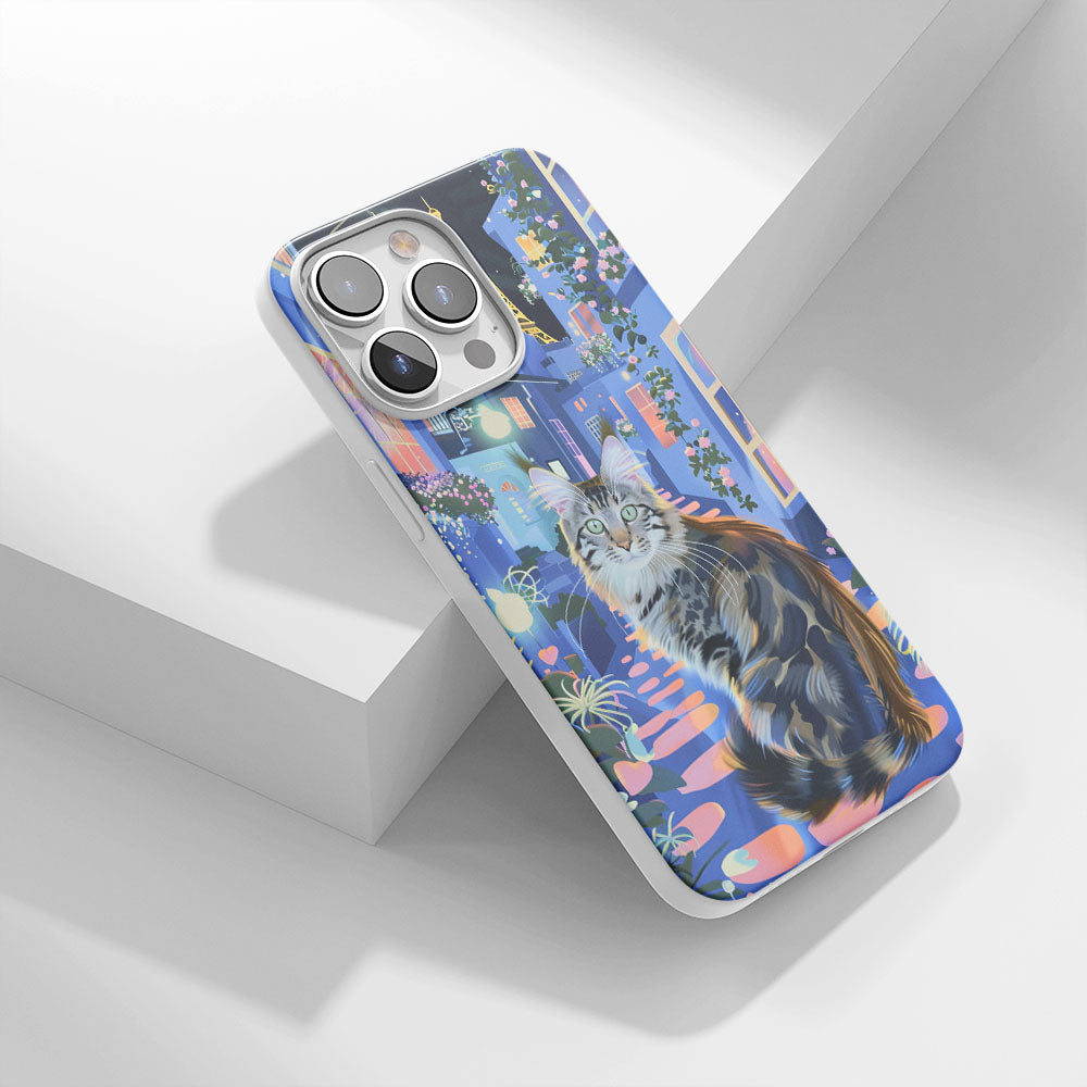 Latest 3rd-Generation Crystal Tough Glossy Maine Coon Cat iPhone Case (MagSafe-Compatible)