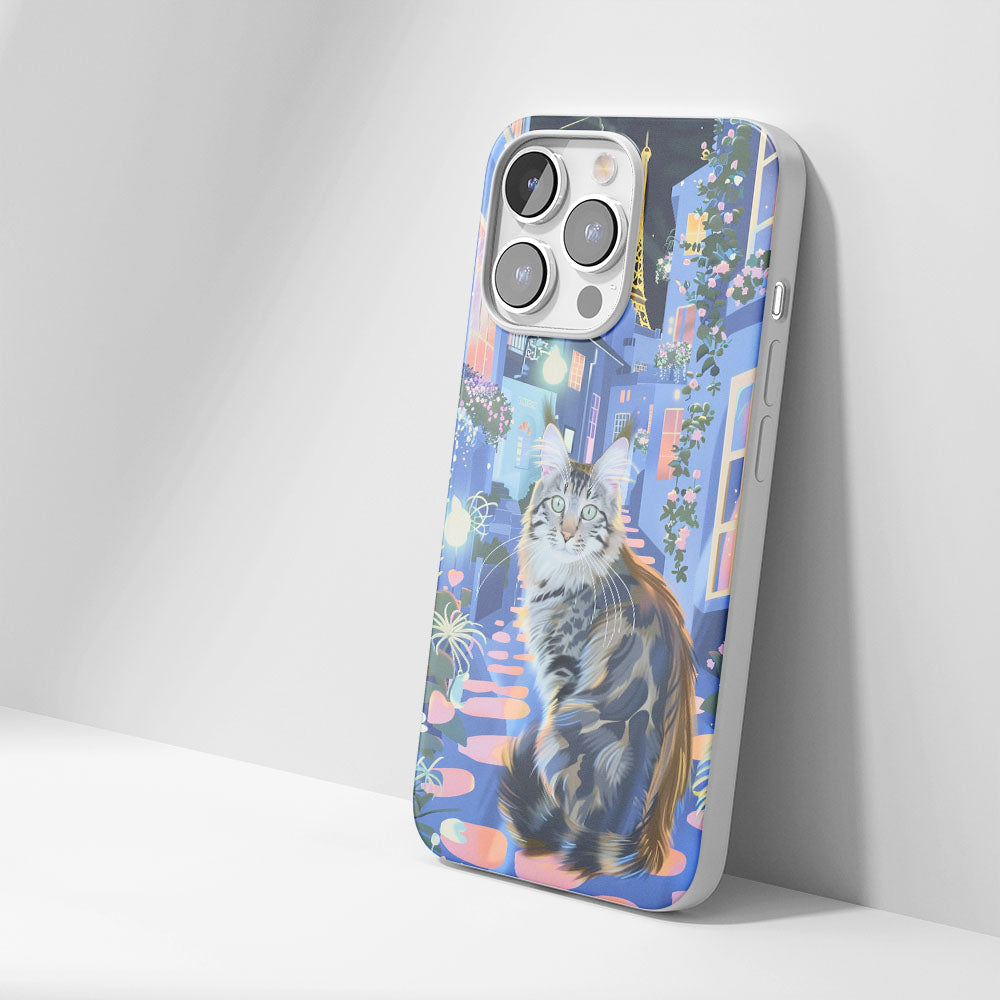 Latest 3rd-Generation Crystal Tough Glossy Maine Coon Cat iPhone Case (MagSafe-Compatible)