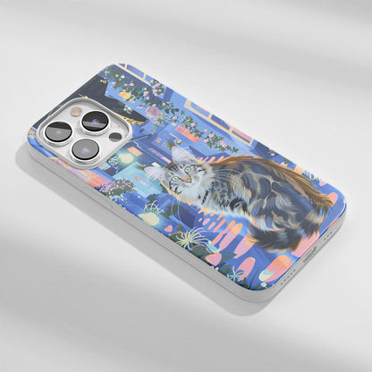 Latest 3rd-Generation Crystal Tough Glossy Maine Coon Cat iPhone Case (MagSafe-Compatible)