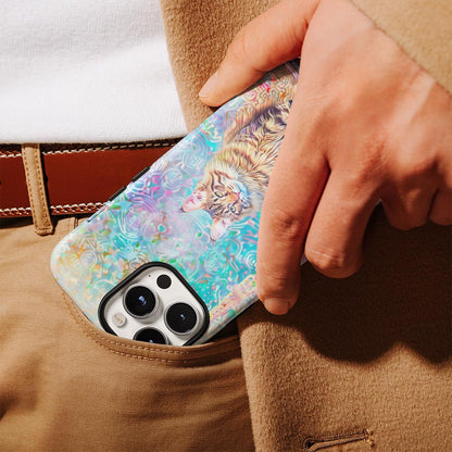 เคส iPhone ลายแมวเมนคูนแบบด้านแข็งพิมพ์ลายกึ่งมือสองชั้น 