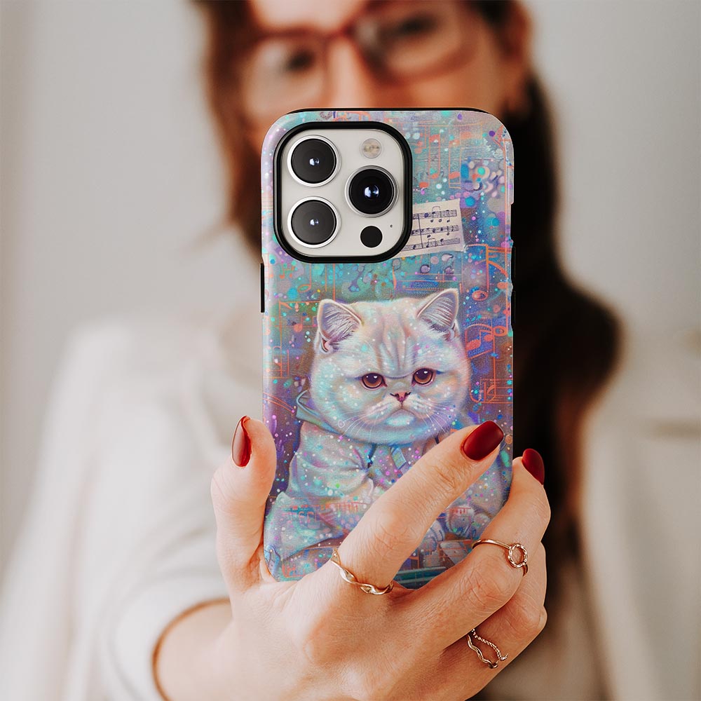 Double-Layer Semi-Handprinted Tough Matte British Shorthair Cat iPhone Case