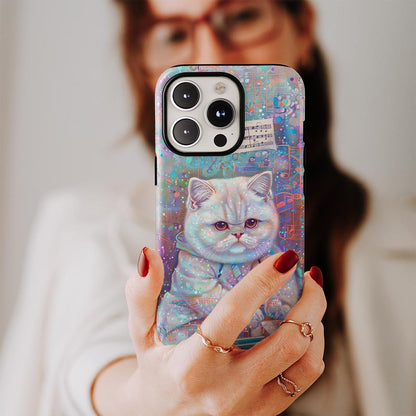 Double-Layer Semi-Handprinted Tough Matte British Shorthair Cat iPhone Case