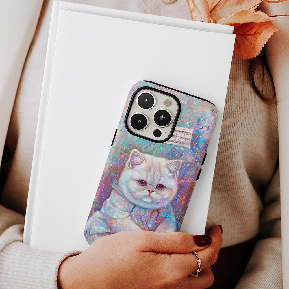 Double-Layer Semi-Handprinted Tough Matte British Shorthair Cat iPhone Case