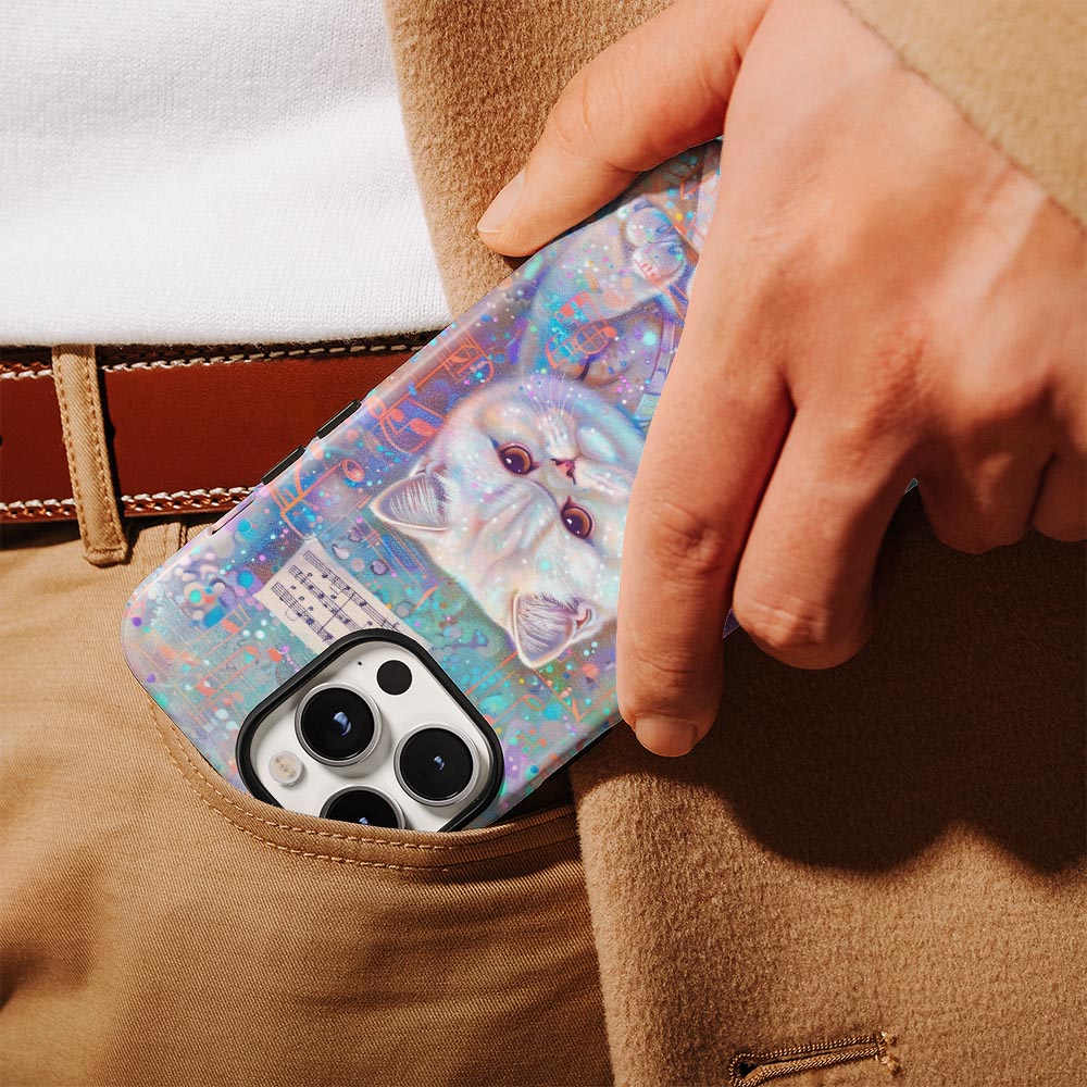 Double-Layer Semi-Handprinted Tough Matte British Shorthair Cat iPhone Case