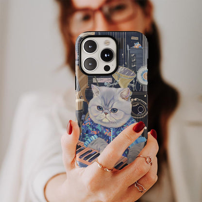 Double-Layer Semi-Handprinted Tough Matte British Shorthair Cat iPhone Case