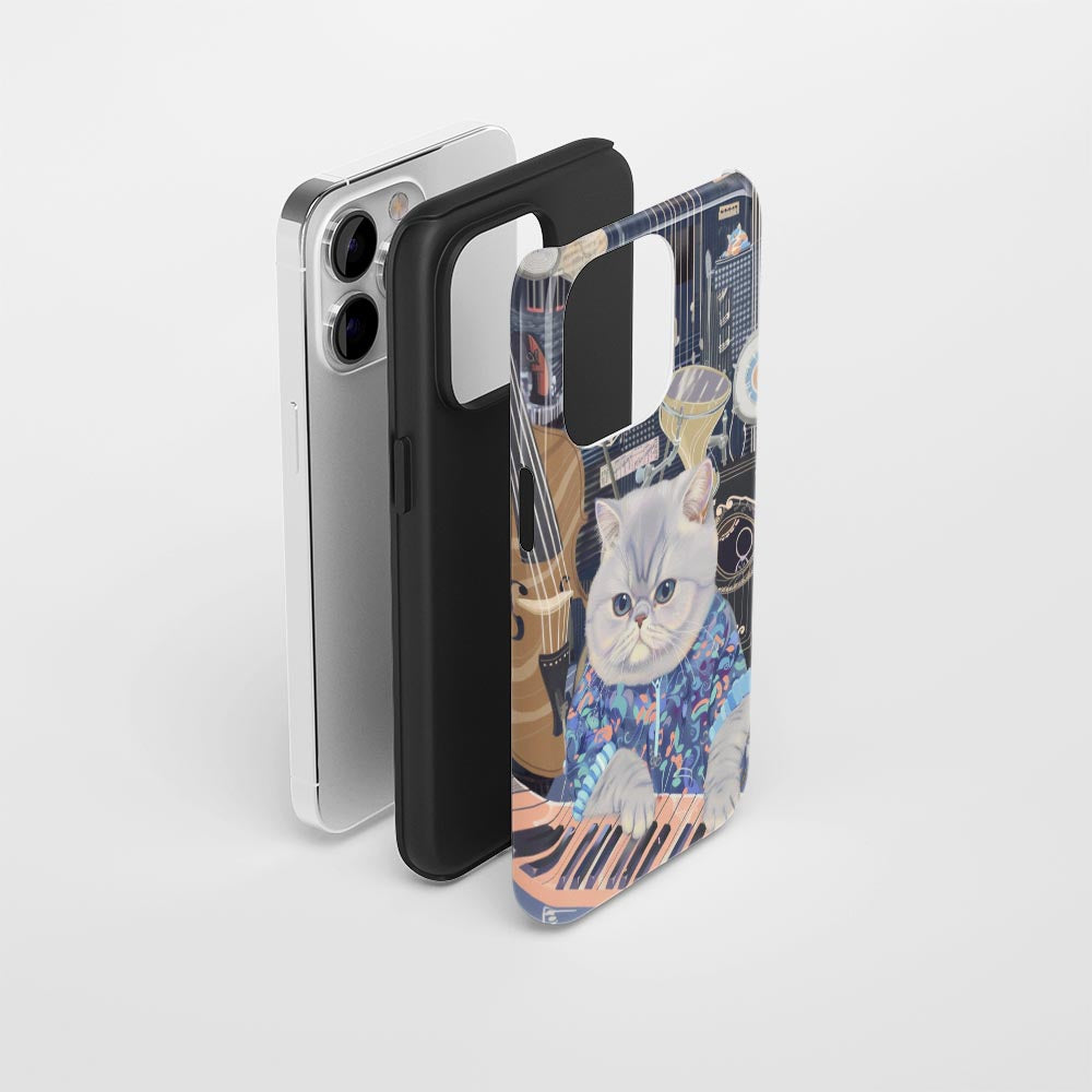 Double-Layer Semi-Handprinted Tough Matte British Shorthair Cat iPhone Case
