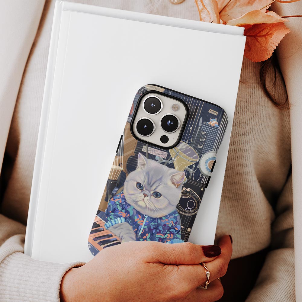 Double-Layer Semi-Handprinted Tough Matte British Shorthair Cat iPhone Case