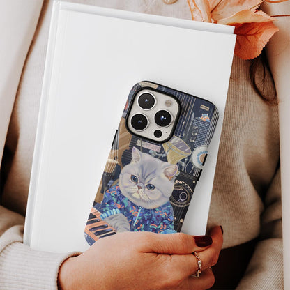 Double-Layer Semi-Handprinted Tough Matte British Shorthair Cat iPhone Case