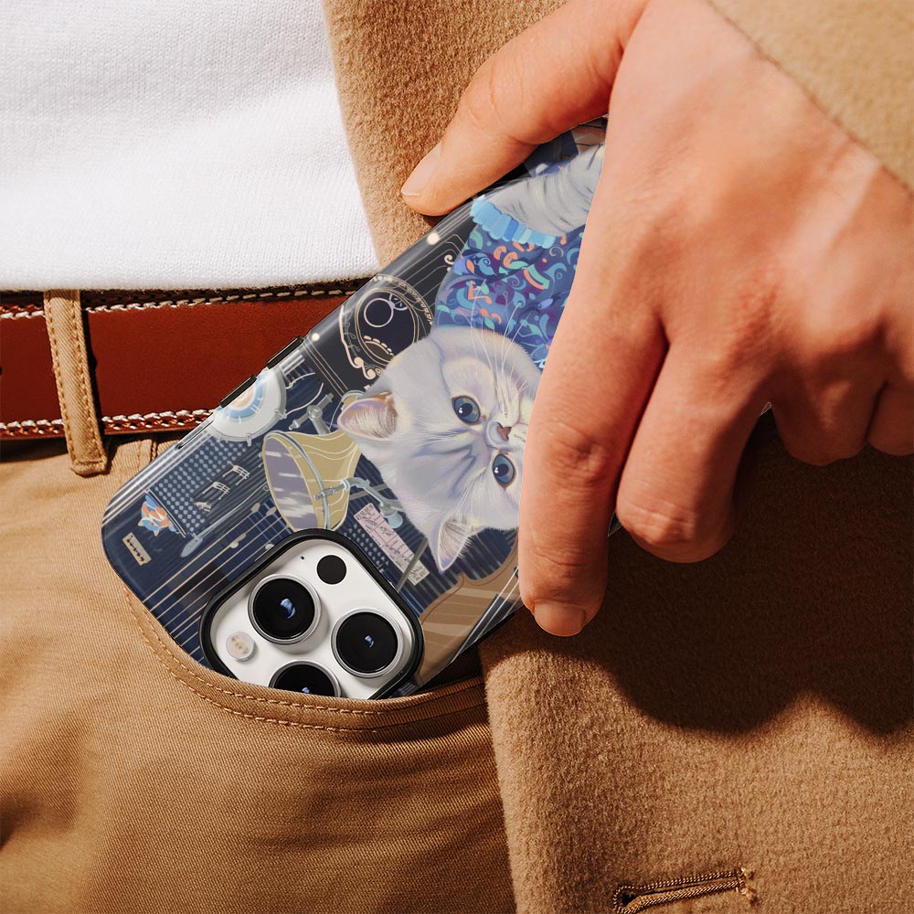 Double-Layer Semi-Handprinted Tough Matte British Shorthair Cat iPhone Case