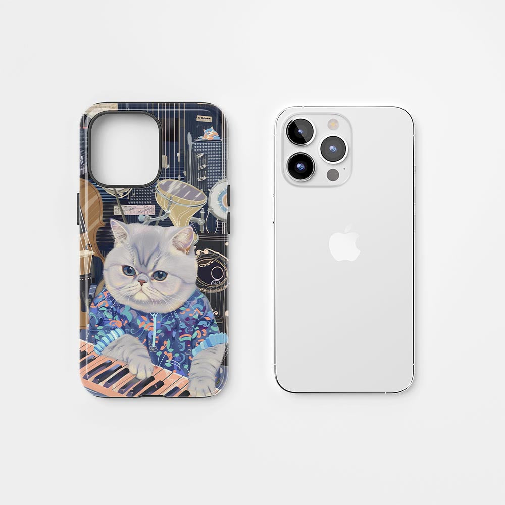 Double-Layer Semi-Handprinted Tough Matte British Shorthair Cat iPhone Case
