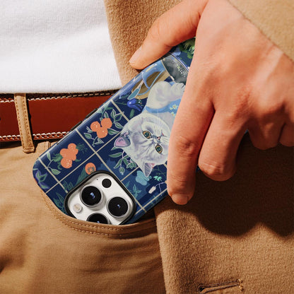 เคส iPhone แมวขนสั้นอังกฤษเคลือบด้านพิมพ์ลายด้วยมือสองชั้น 