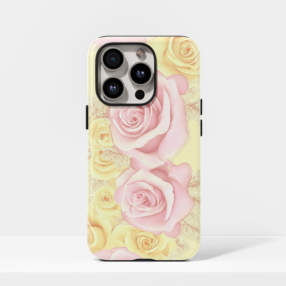 雙層半手印堅韌霧麵粉紅玫瑰 iPhone 手機殼