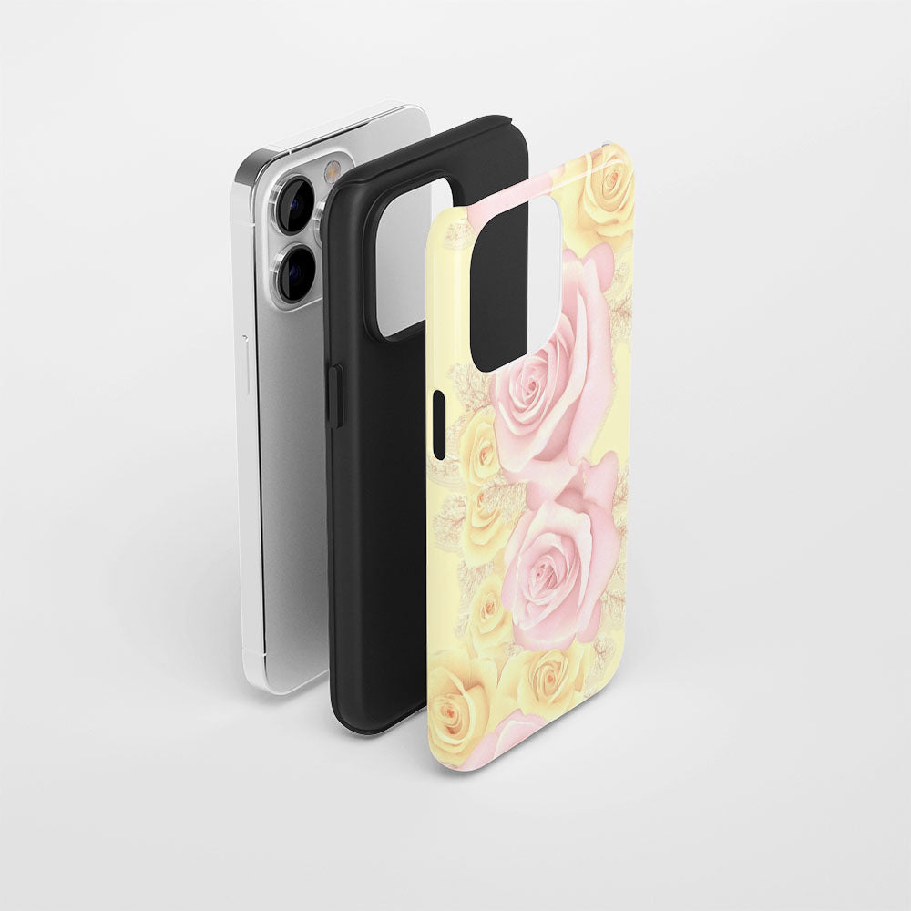 雙層半手印堅韌霧麵粉紅玫瑰 iPhone 手機殼