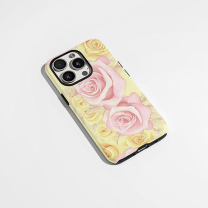 雙層半手印堅韌霧麵粉紅玫瑰 iPhone 手機殼
