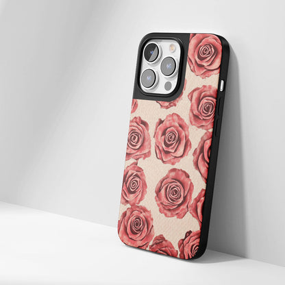 Industry-Level Tough Matte Red Rose iPhone Case (MagSafe-Compatible)