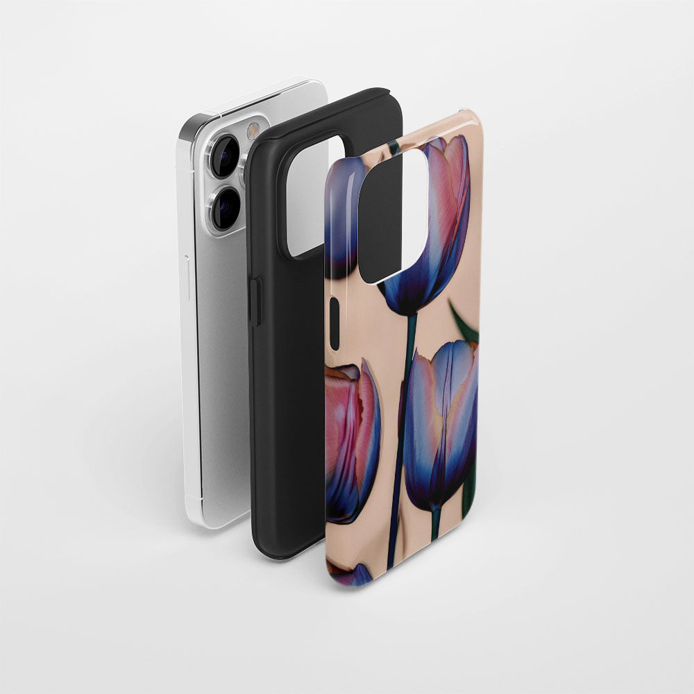 เคส iPhone แบบด้านทนทานพิมพ์ลายด้วยมือสองชั้น 