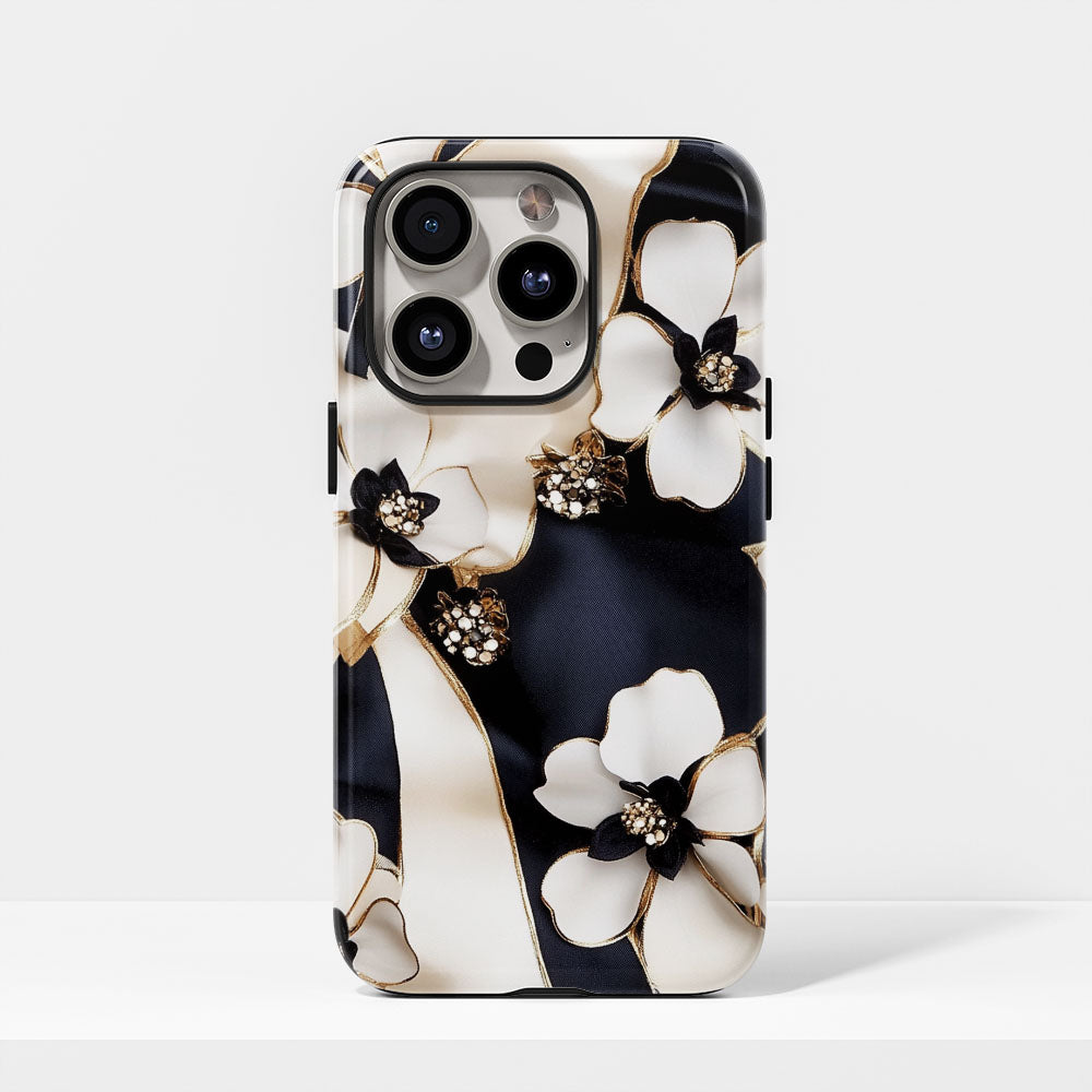 Double-Layer Semi-Handprinted Tough Matte Jasmine iPhone Case