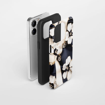 Double-Layer Semi-Handprinted Tough Matte Jasmine iPhone Case