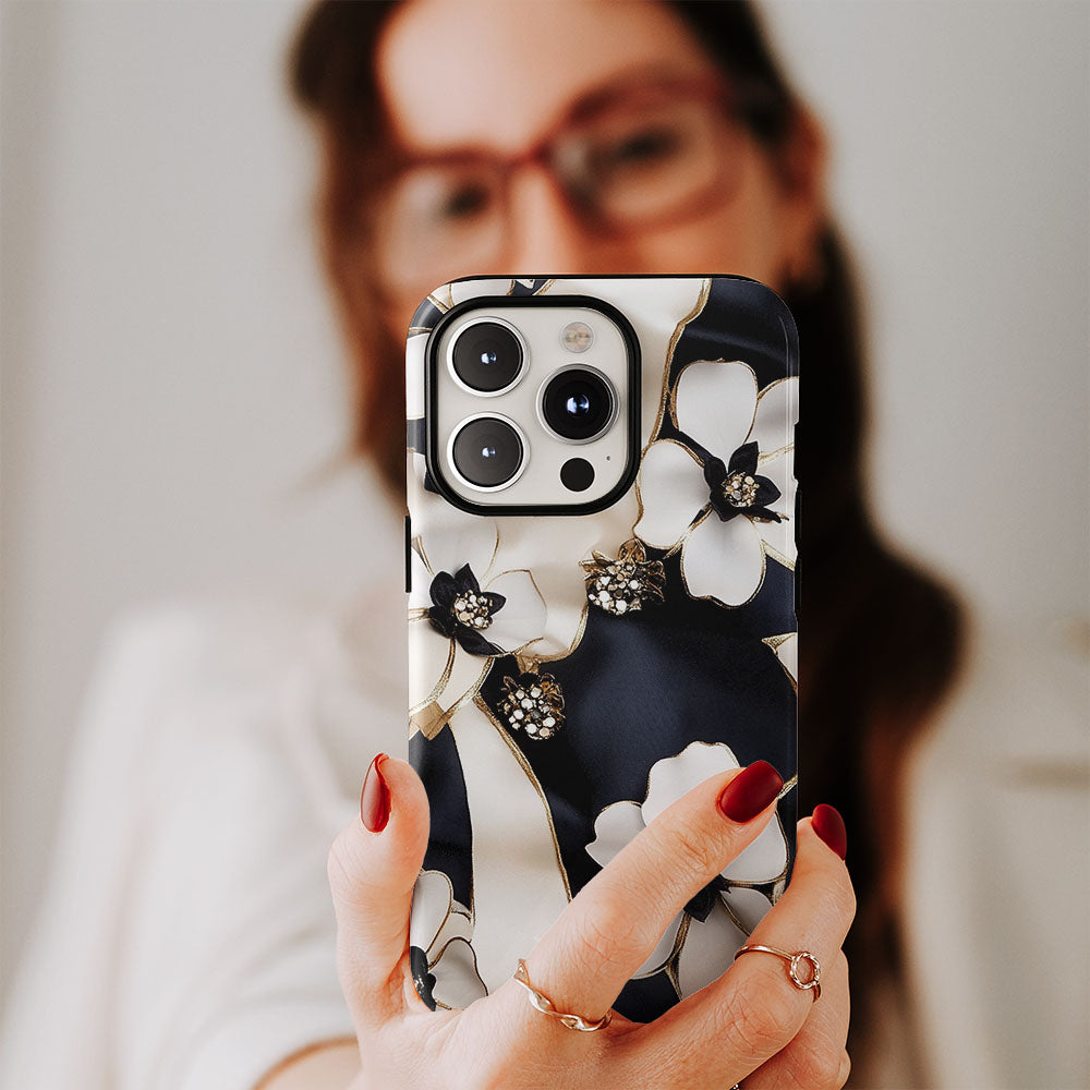 Double-Layer Semi-Handprinted Tough Matte Jasmine iPhone Case