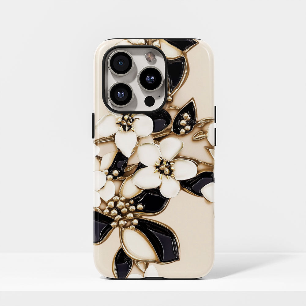 Double-Layer Semi-Handprinted Tough Matte Jasmine iPhone Case
