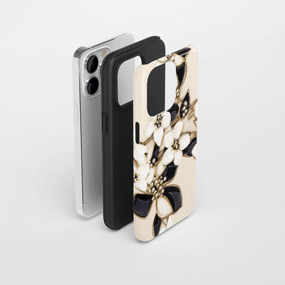 Double-Layer Semi-Handprinted Tough Matte Jasmine iPhone Case