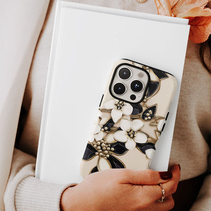 Double-Layer Semi-Handprinted Tough Matte Jasmine iPhone Case