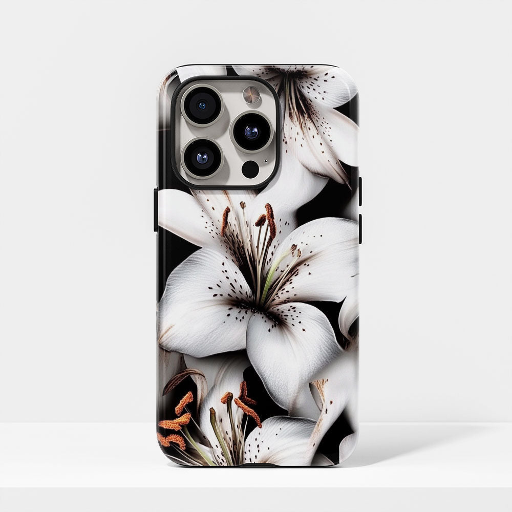 เคส iPhone Lily แบบด้านทนทาน 2 ชั้น พิมพ์ด้วยมือครึ่งหนึ่ง 