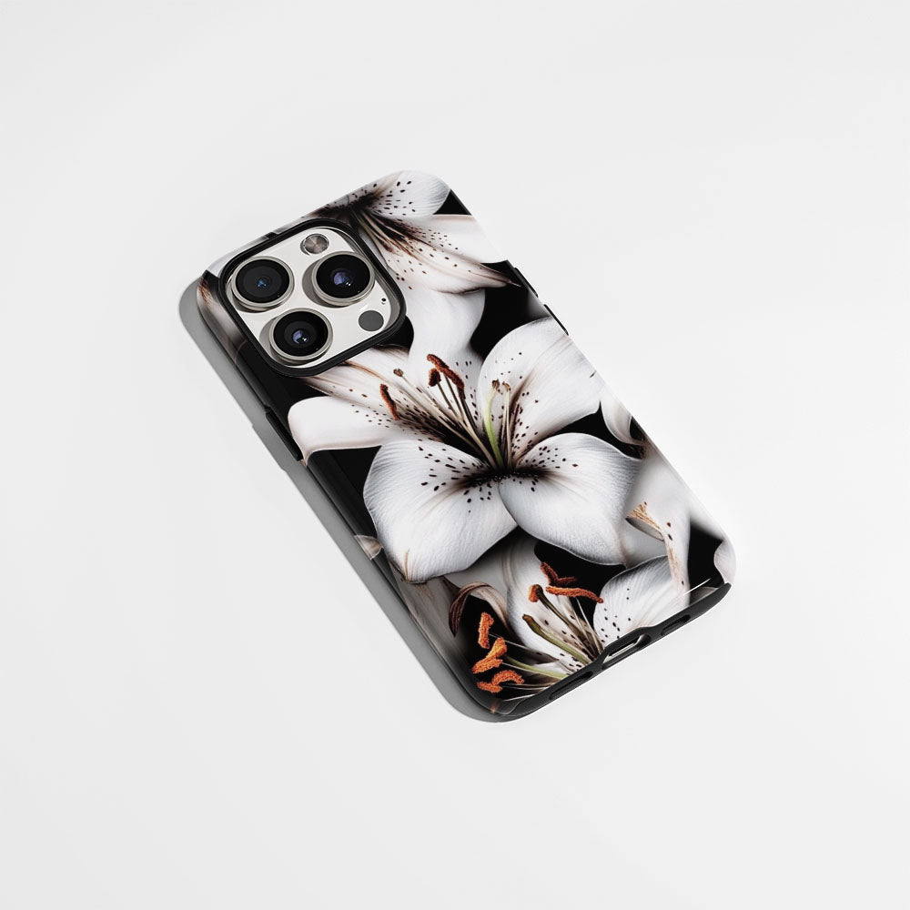 เคส iPhone Lily แบบด้านทนทาน 2 ชั้น พิมพ์ด้วยมือครึ่งหนึ่ง 