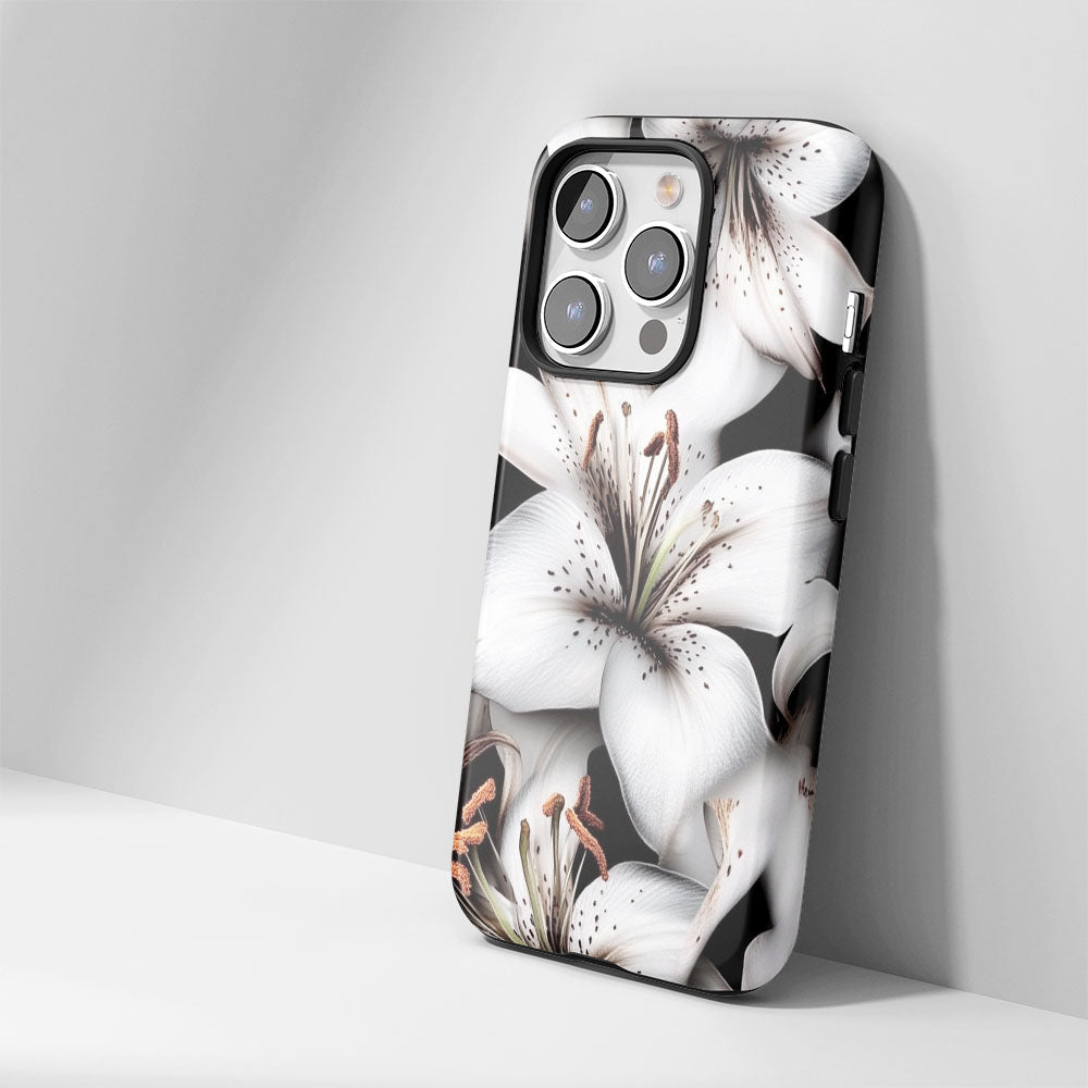 เคส iPhone Lily แบบด้านทนทาน 2 ชั้น พิมพ์ด้วยมือครึ่งหนึ่ง 