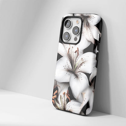 เคส iPhone Lily แบบด้านทนทาน 2 ชั้น พิมพ์ด้วยมือครึ่งหนึ่ง 