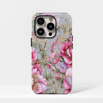 雙層半手印花霧面牡丹 iPhone 手機殼