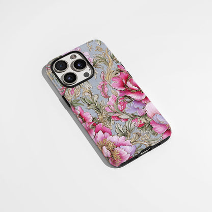 雙層半手印花霧面牡丹 iPhone 手機殼