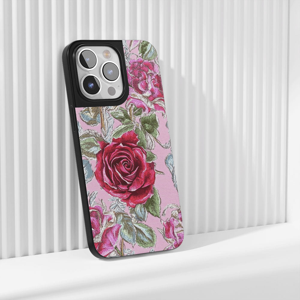 Industry-Level Tough Matte Red Rose iPhone Case (MagSafe-Compatible)