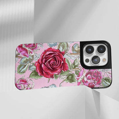 Industry-Level Tough Matte Red Rose iPhone Case (MagSafe-Compatible)