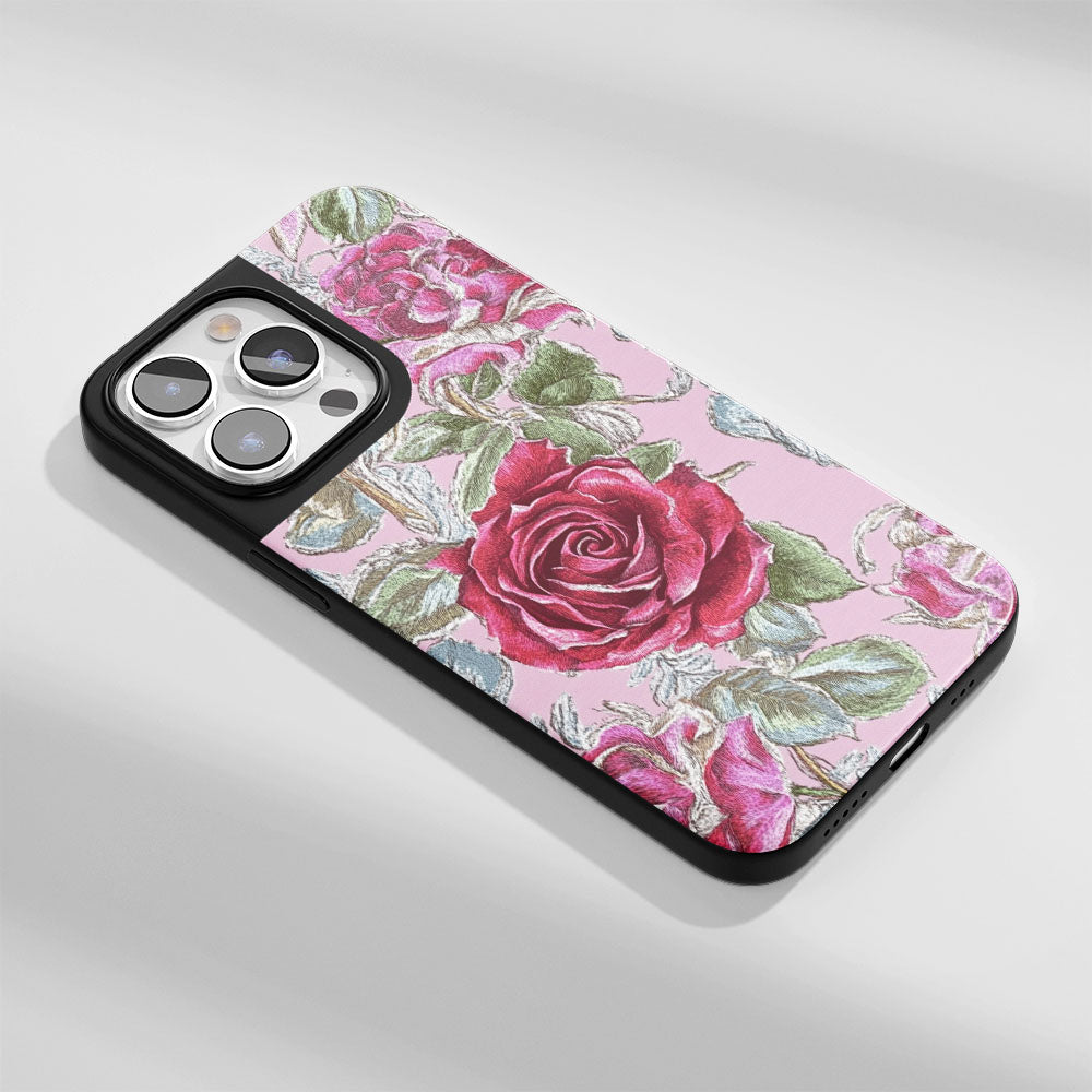 Industry-Level Tough Matte Red Rose iPhone Case (MagSafe-Compatible)